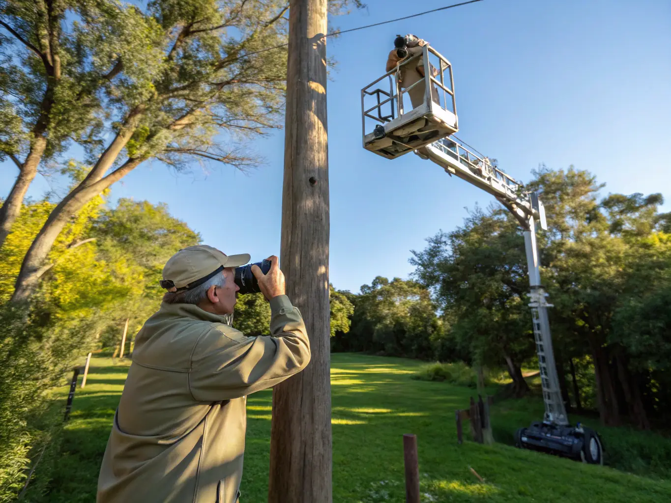 A scenic view of a wildlife monitoring activity conducted by ACCA LEYNHAC, showcasing the use of technology to track animal populations.
