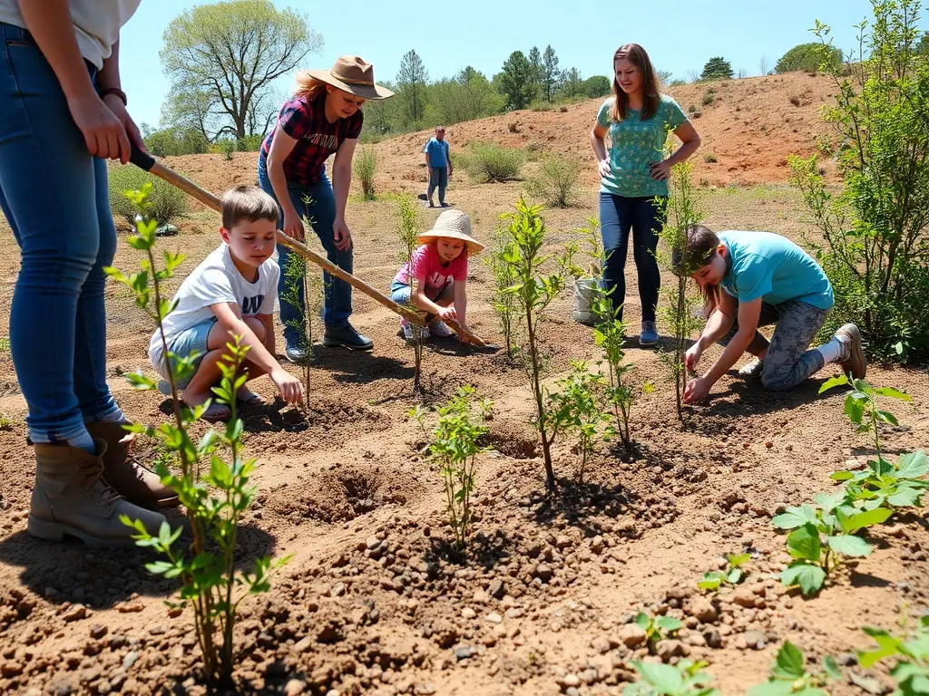 A group of ACCA LEYNHAC members participating in a habitat restoration project, planting native trees and shrubs to improve wildlife habitat.
